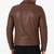 Men's quilted dark tan leather biker jacket urban fashion