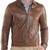 Men's biker leather daily wear brown zipper pocket jacket