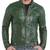 Men's biker green lambskin leather racer jacket classic design