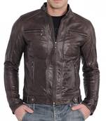 Men's biker brown lambskin leather racer jacket everyday wear