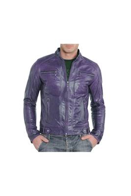 Men's purple leather biker racer jacket fashion outerwear 1
