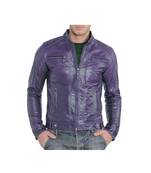 Men's purple leather biker racer jacket fashion outerwear