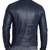 Men's navy blue lambskin leather racer jacket modern fit