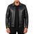Men's black real lambskin leather racer jacket handcrafted