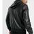 Men's black genuine  leather bomber jacket hoodies style