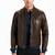 Men's brown lambskin leather racer jacket casual style coat