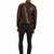 Men's brown lambskin leather racer jacket casual style coat