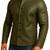 Men's olive green leather jacket button designer style coat