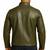 Men's olive green leather jacket button designer style coat