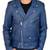 Men's blue lambski leather biker jacket everyday wear coat