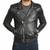 Men's biker black leather jacket belted fashion outerwear