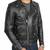 Men's biker black leather jacket belted fashion outerwear