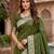 Green soft silk blend saree with zari weaving meenakari design