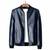 Men's navy blue leather bomber jacket tailored look