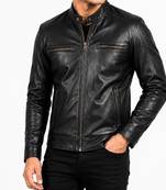 Men's biker leather black jacket real lambskin timeless style