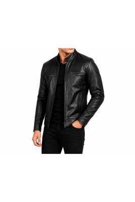 Men's biker leather black jacket real lambskin timeless style 2