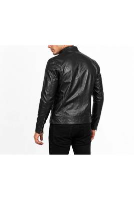 Men's biker leather black jacket real lambskin timeless style 3