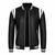 Men's black leather bomber jacket white strip style  jacket