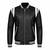 Men's black leather bomber jacket white strip style  jacket