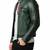 Men's green biker leather jacket minimal  side pocket design