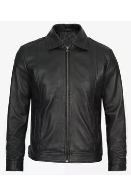 Men's black lambskin leather jacket premium quality biker 1