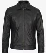 Men's black lambskin leather jacket premium quality biker