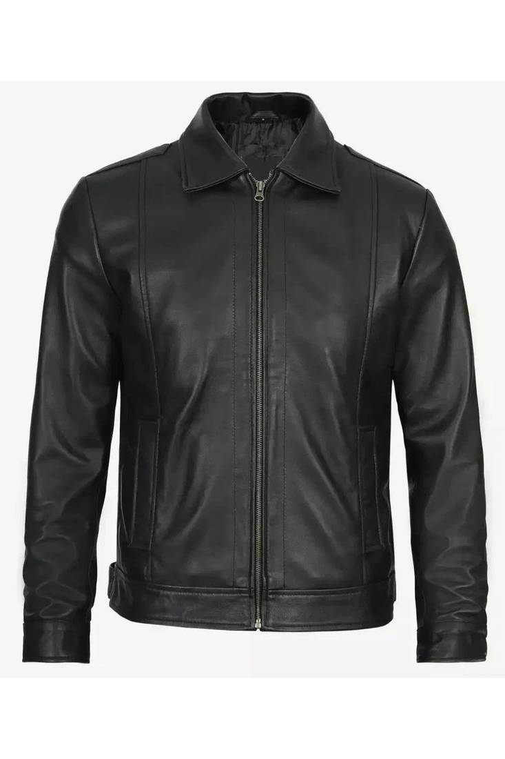 Men's black lambskin leather jacket premium quality biker