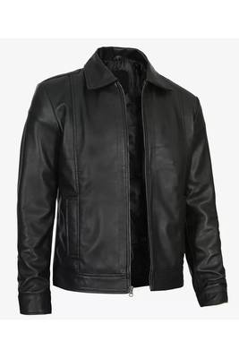Men's black lambskin leather jacket premium quality biker 2