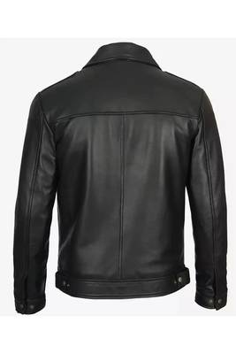 Men's black lambskin leather jacket premium quality biker 3