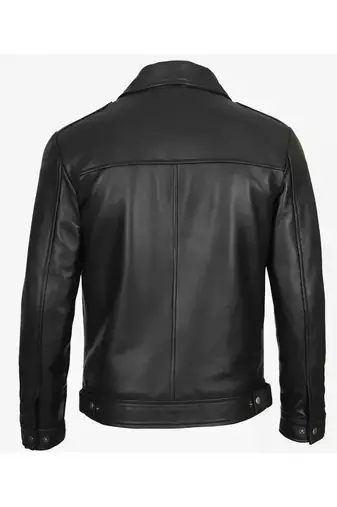 Men's black lambskin leather jacket premium quality biker