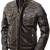 Men's biker leather brown jacket smart casual vintage style
