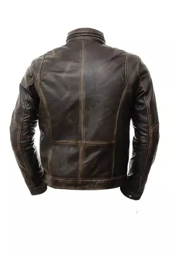 Men's biker leather brown jacket smart casual vintage style