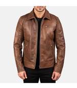Men's biker leather designer brown vintage style jacket