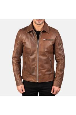 Men's biker leather designer brown vintage style jacket 2