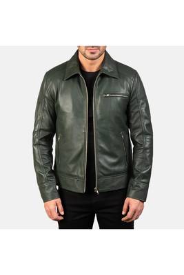 Men's green leather jacket iconic look vintage style jacket 1