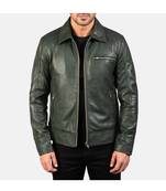 Men's green leather jacket iconic look vintage style jacket
