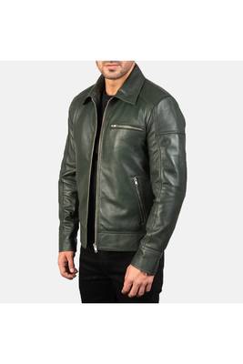 Men's green leather jacket iconic look vintage style jacket 2