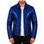 Men's blue leather biker jacket urban fashion lambskin coat