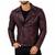 Men's biker leather burgundy jacket daily wear vintage style