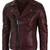 Men's biker leather burgundy jacket daily wear vintage style