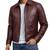 Men's burgundy leather signature look real lambskin jacket