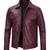 Men's burgundy leather trucker jacket classic design coat