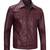 Men's burgundy leather trucker jacket classic design coat