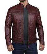 Men's biker burgundy leather jacket everyday biker wear