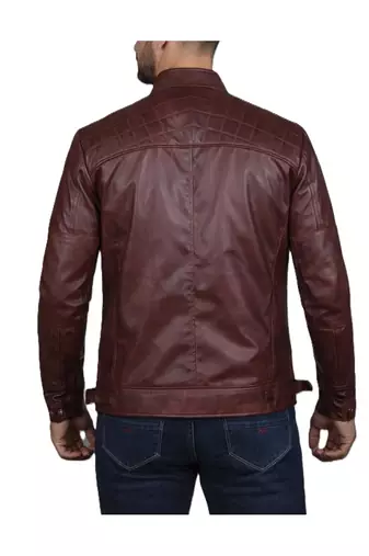 Men's biker burgundy leather jacket everyday biker wear