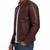 Men's burgundy leather fashion outerwear biker jacket
