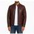 Men's burgundy leather fashion outerwear biker jacket