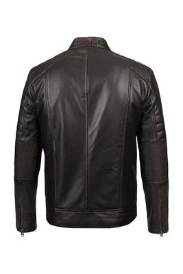 Men's brown leather jacket casual style vintage biker jacket 4