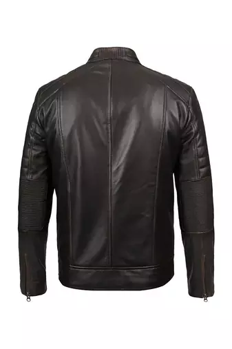 Men's brown leather jacket casual style vintage biker jacket