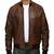 Men's brown lambskin leather vintage style bomber jacket